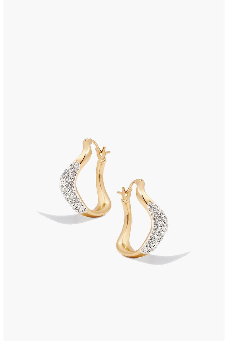 Curved Mini Pave Hoop Earrings in Gold, Alternate, color, Gold