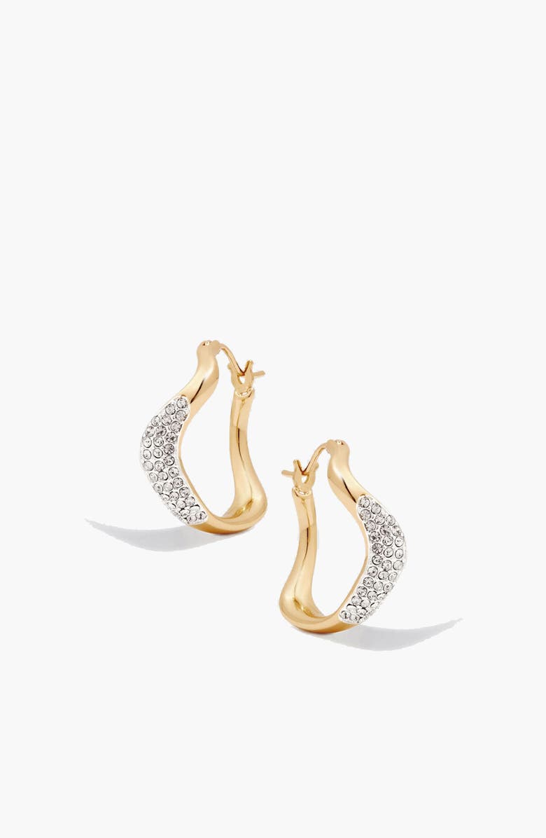 YOJ Curved Mini Pave Hoop Earrings in Gold, Alternate, color, Gold