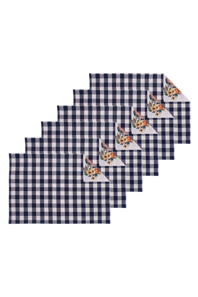 Rooster Farmhouse 100% Cotton Set of 6 Placemats 14" x 20", Alternate, color, Blue