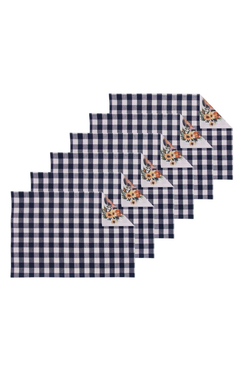C&F Home Rooster Farmhouse 100% Cotton Set of 6 Placemats 14" x 20", Alternate, color, Blue