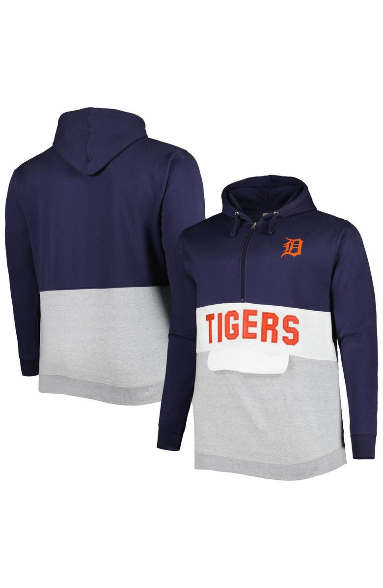 PROFILE Men's Navy/White Detroit Tigers Big & Tall Fleece Half-Zip Hoodie, Main, color,