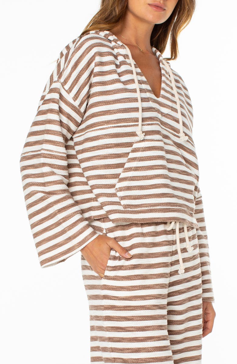 Roxy Rich Coast Stripe Hooded Sweatshirt, Alternate, color, Brownie