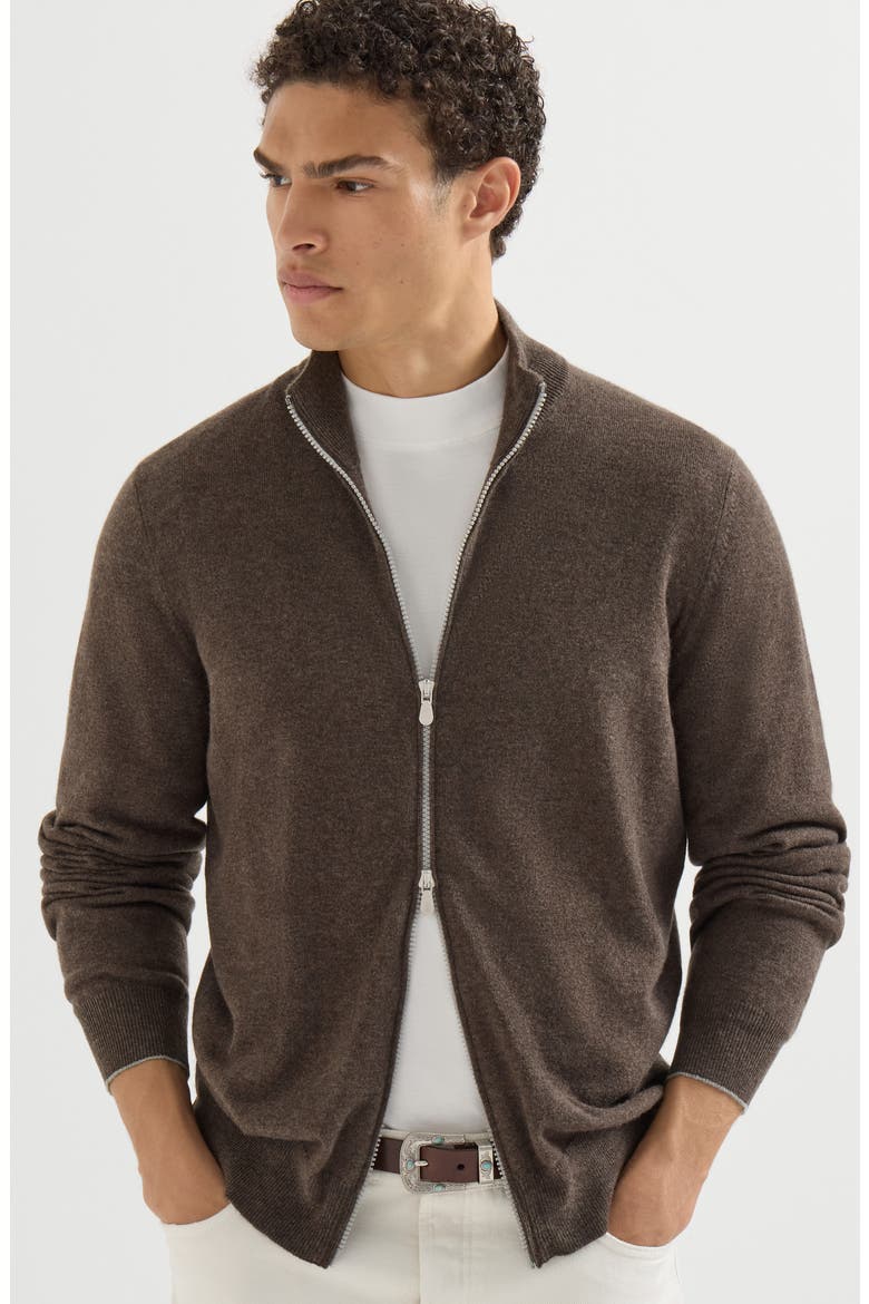 Cashmere high-neck cardigan with zipper, Alternate, color, Light Grey