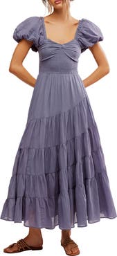 Free People Sundrenched Smocked Puff Sleeve Maxi Dress