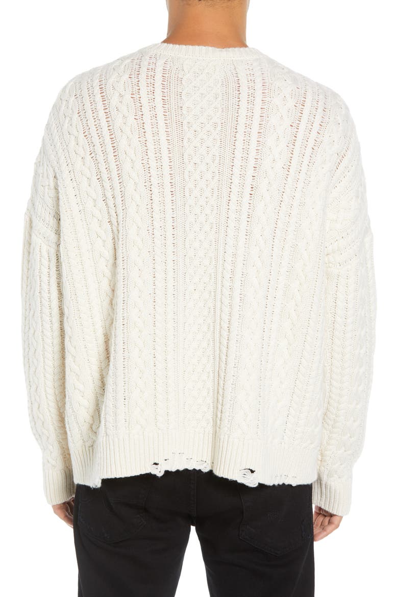 Oversize Distressed Wool Blend Sweater, Alternate, color, BEIGE/ WHITE