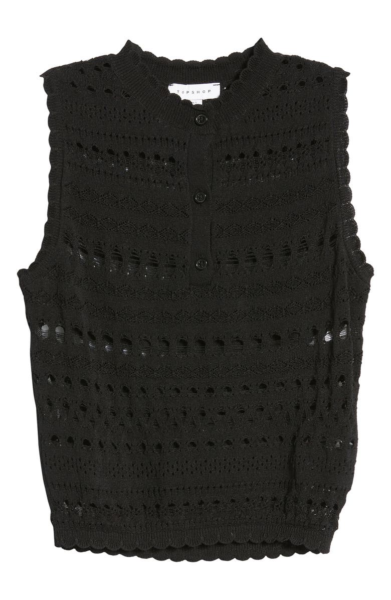 Topshop Open Stitch Sleeveless Henley Sweater Vest, Alternate, color, 