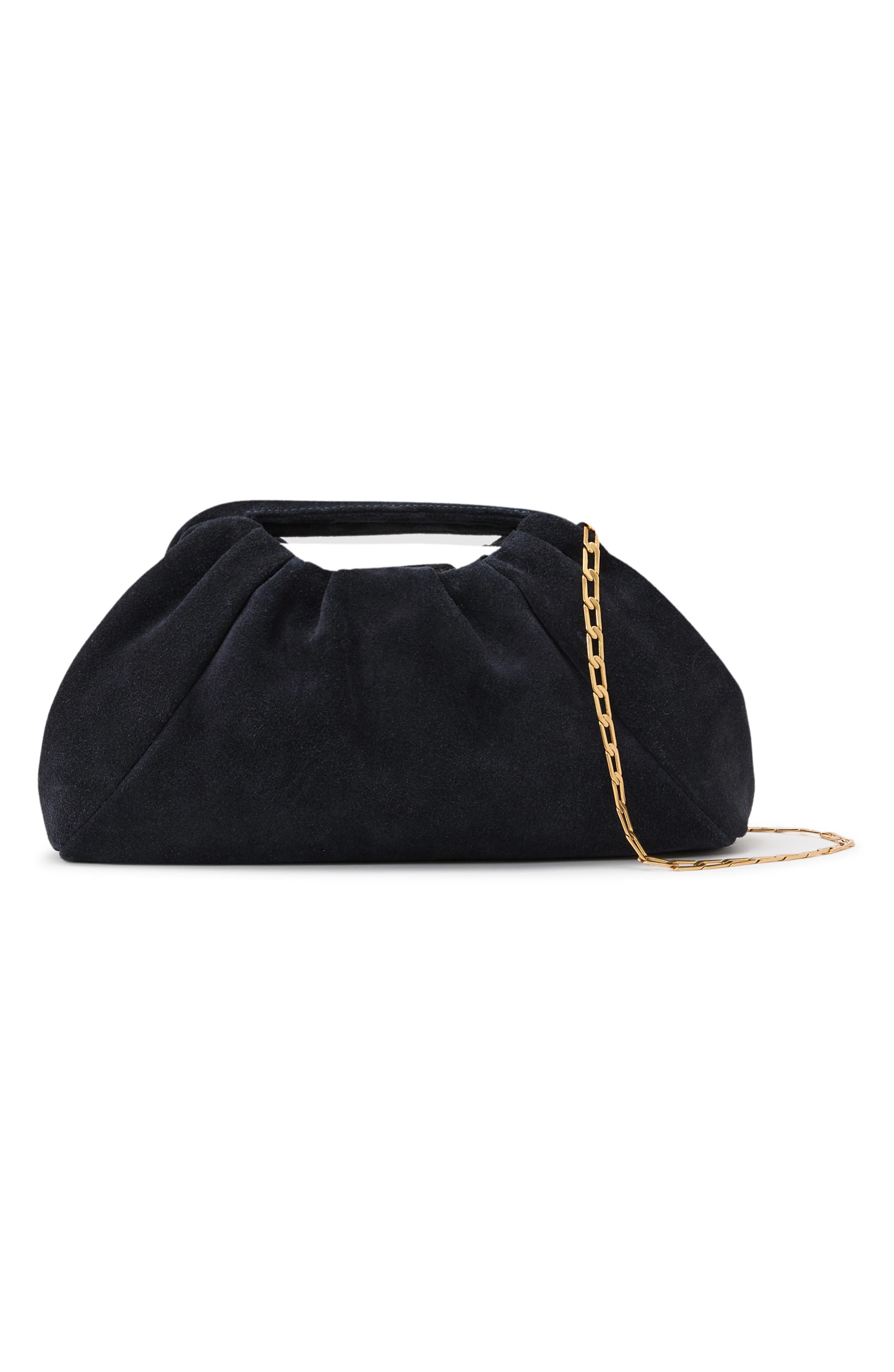 June Leather Clutch, Alternate, color, NAVY
