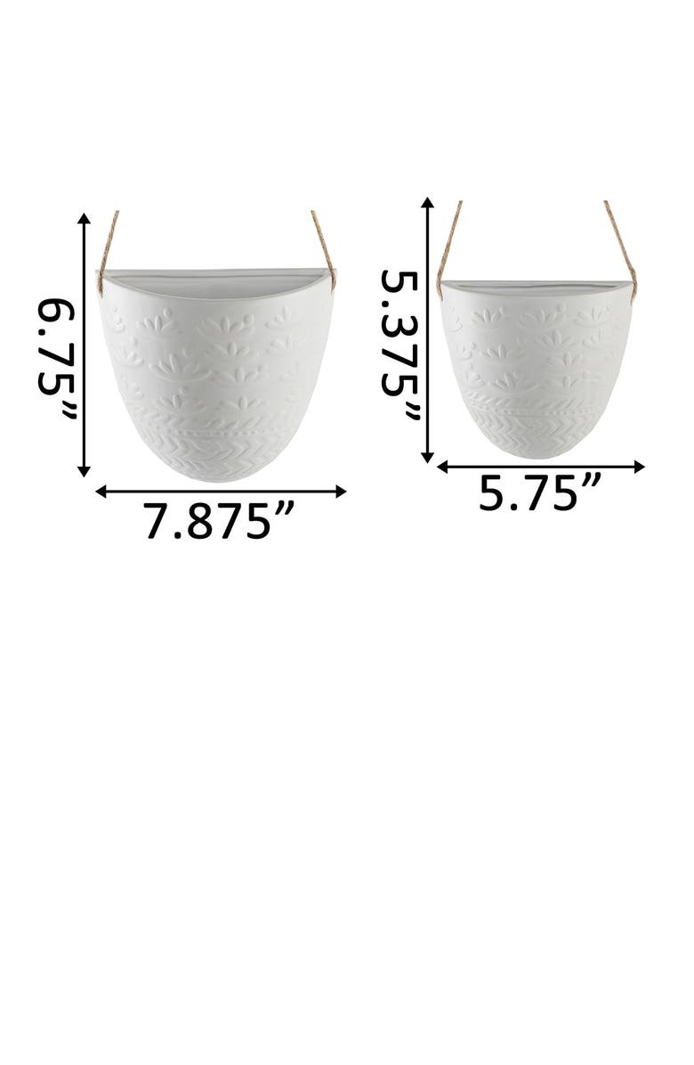 FLORA BUNDA 7.75" & 5.75" Wreath Ceramic Haning Wall Pocket - Matte White, Alternate, color,
