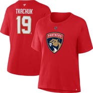 FANATICS Women's Fanatics Matthew Tkachuk Red Florida Panthers Authentic Stack Name & Number T-Shirt