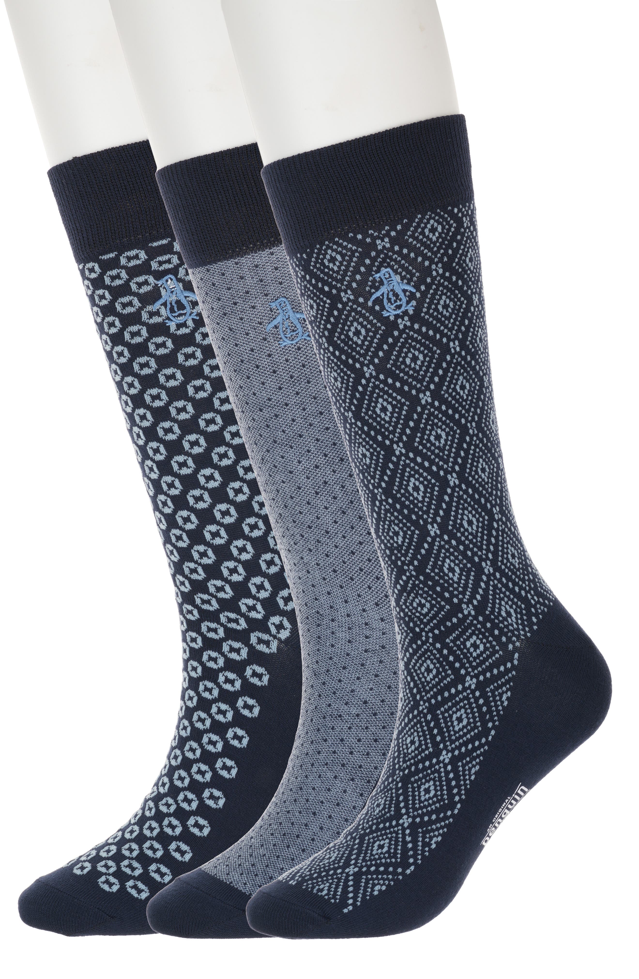 Original Penguin Diamond Lattice Assorted 3-Pack Crew Socks
