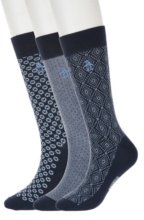 Diamond Lattice Assorted 3-Pack Crew Socks