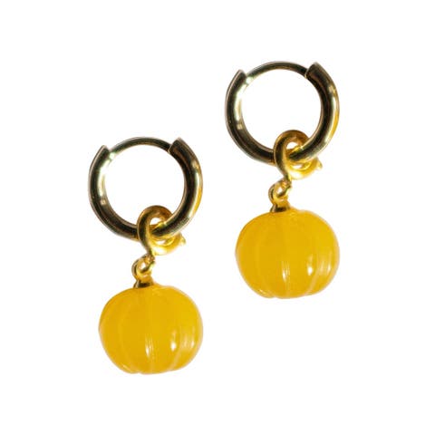 Harvest Pumpkin Jade stone charm earrings