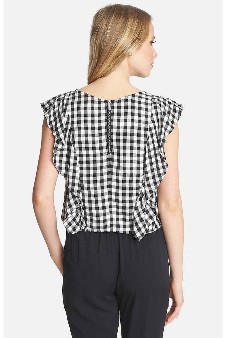 Ruffle Gingham Blouse, Alternate, color, RICH BLACK