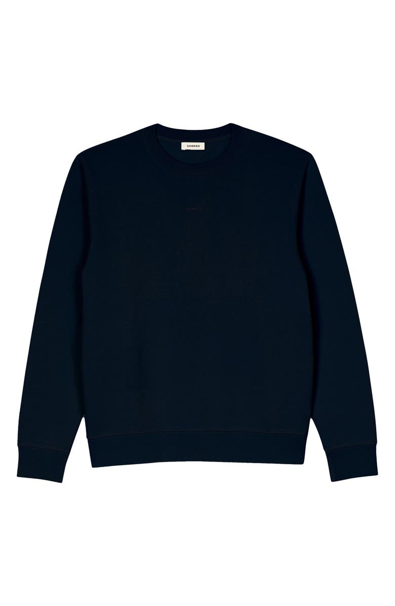 SANDRO Logo Embroidered Cotton Fleece Sweatshirt, Main, color, 