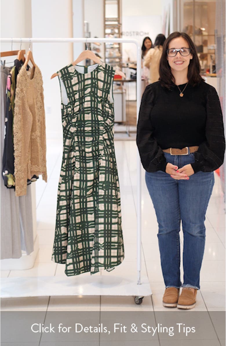 Check Ruched Sleeveless Midi Dress, sales video thumbnail