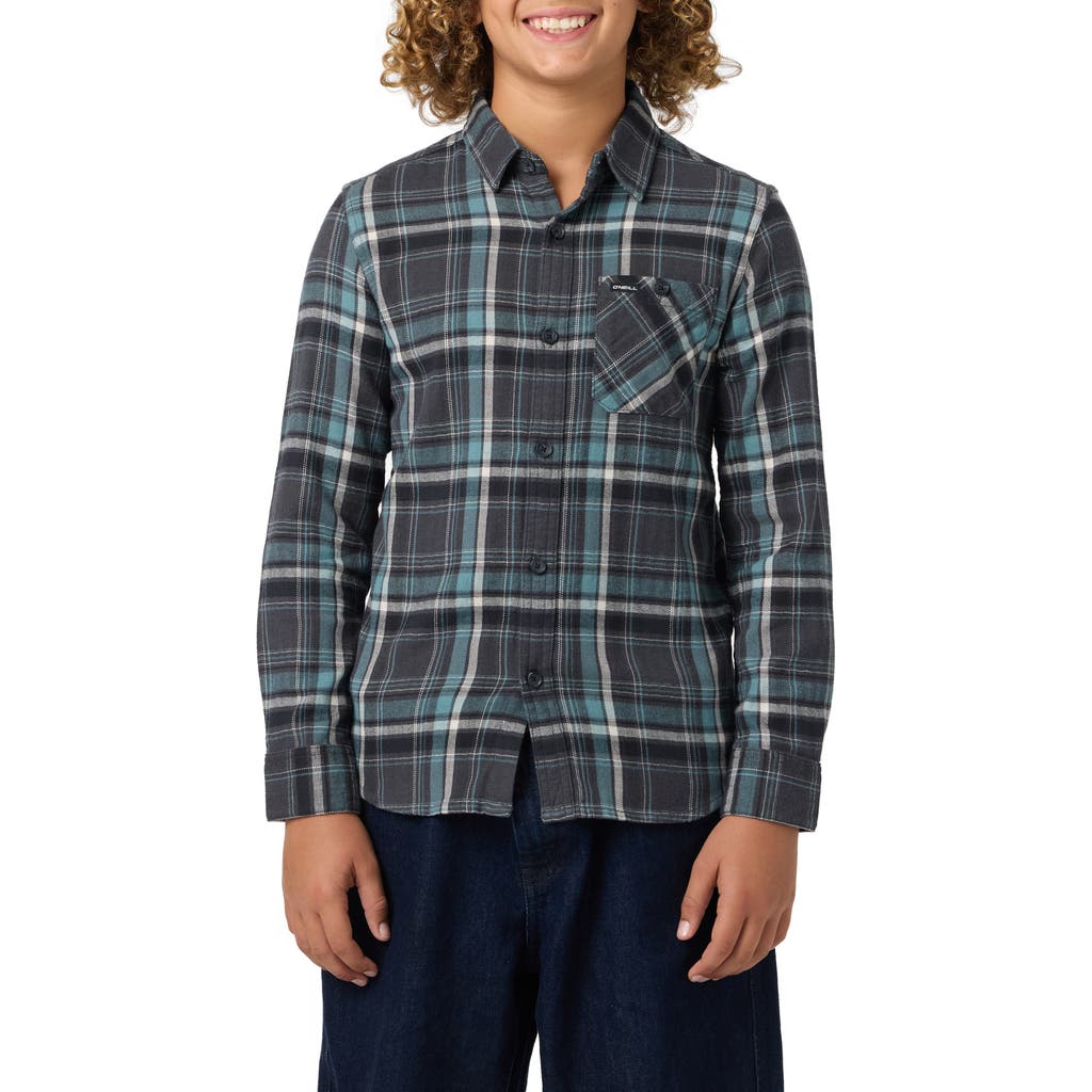 O'neill Kids' Redmond Plaid Flannel Button-up Shirt In Gray