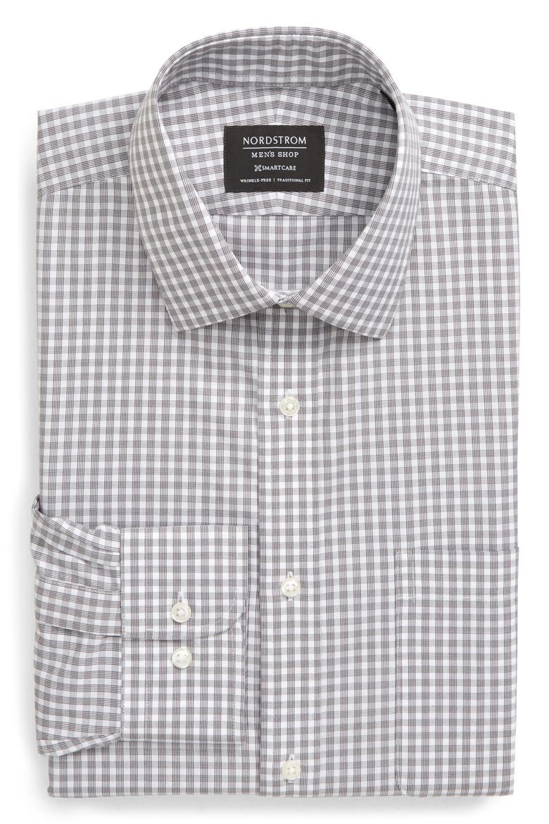 Smartcare™ Traditional Fit Check Dress Shirt, Alternate, color, GREY PAVEMENT