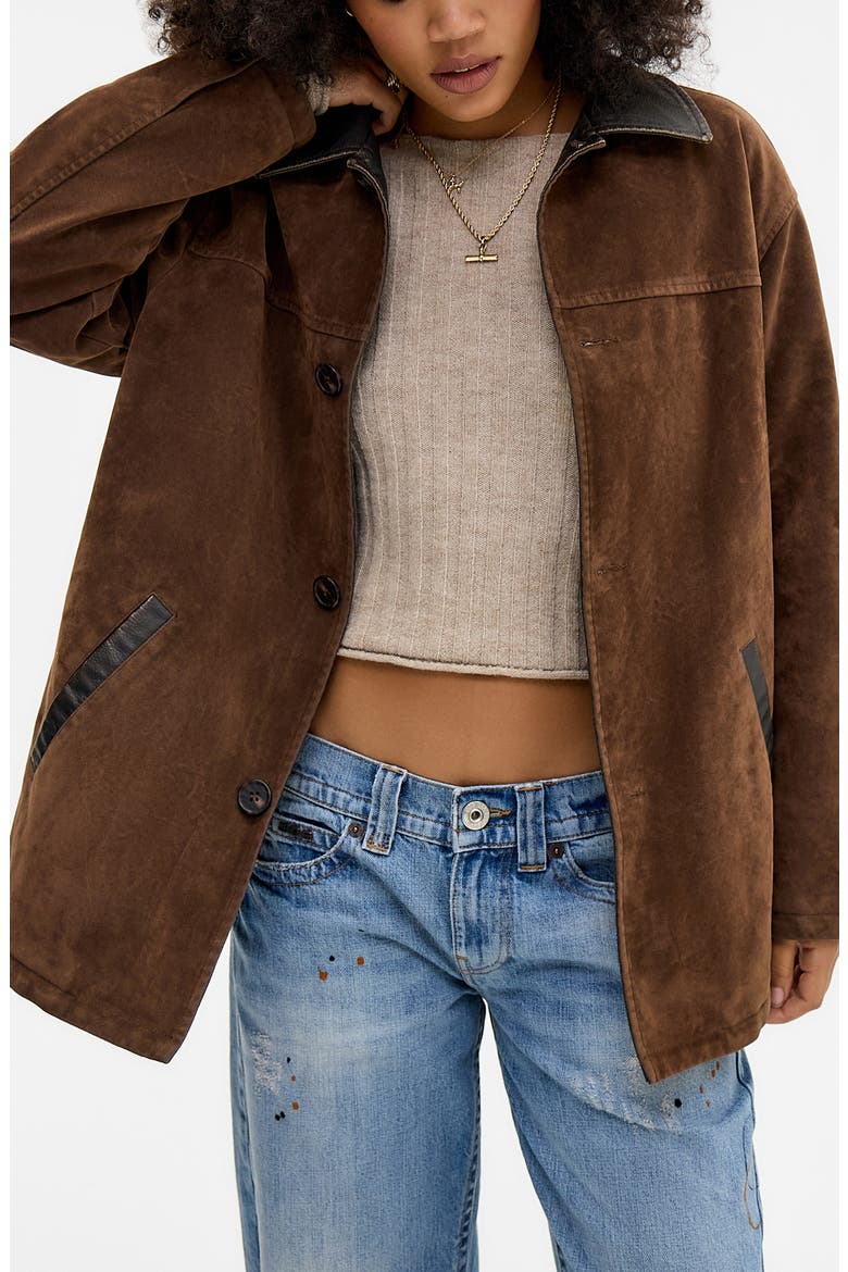 Eugine Faux Suede Jacket, Main, color, BROWN