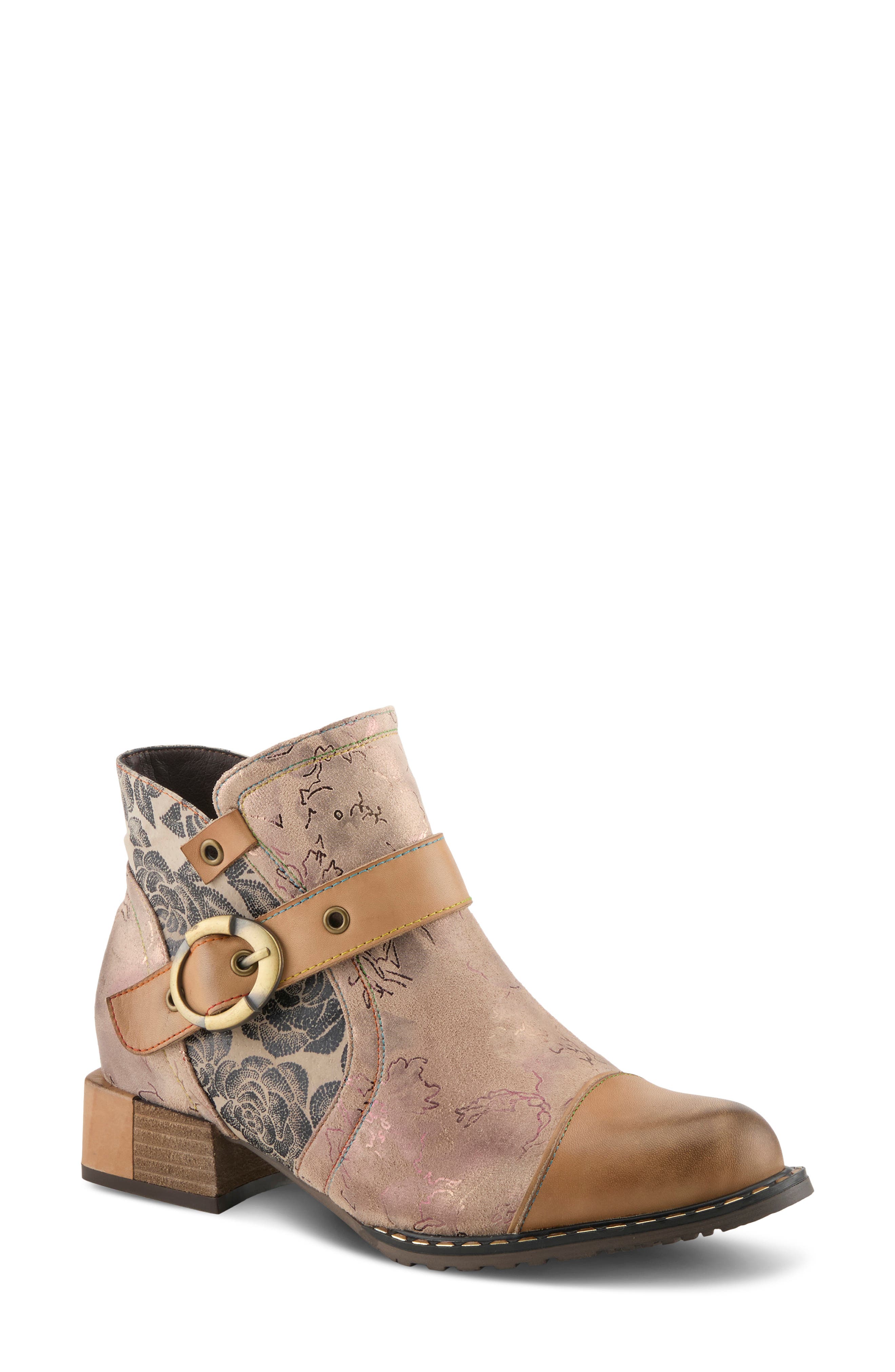 L'Artiste by Spring Step Sipperb Cap Toe Bootie, Main, color, Beige Multi