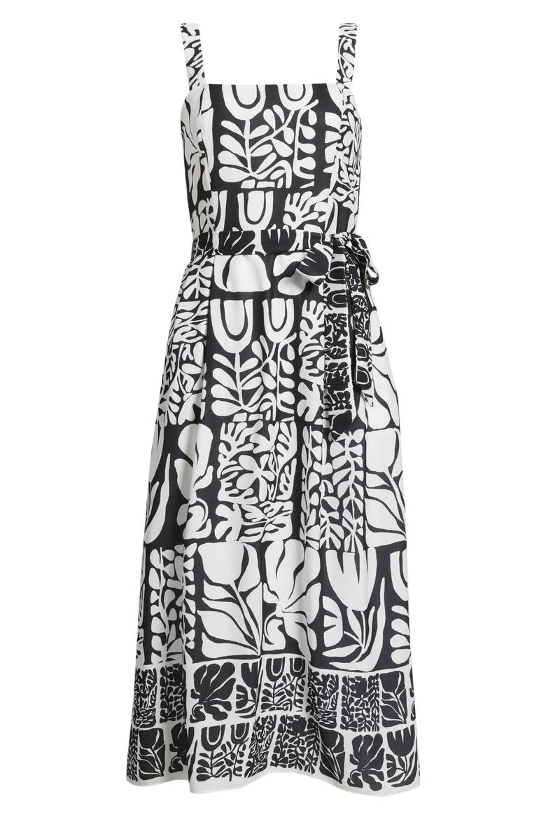 Mixed Print Dress, Alternate, color, BLACK WHITE