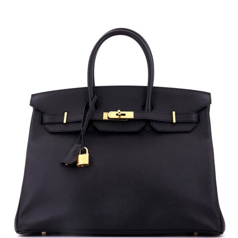 Birkin Handbag Black Epsom with Gold Hardware 35