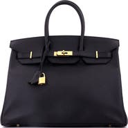 Pre-Owned Hermes Birkin Handbag Black Epsom with Gold Hardware 35