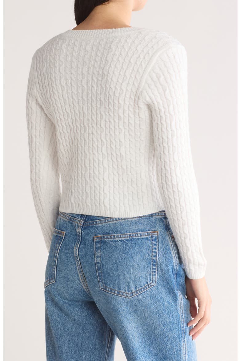 Bambie Cable Knit Crop Cardigan, Alternate, color, GARDENIA
