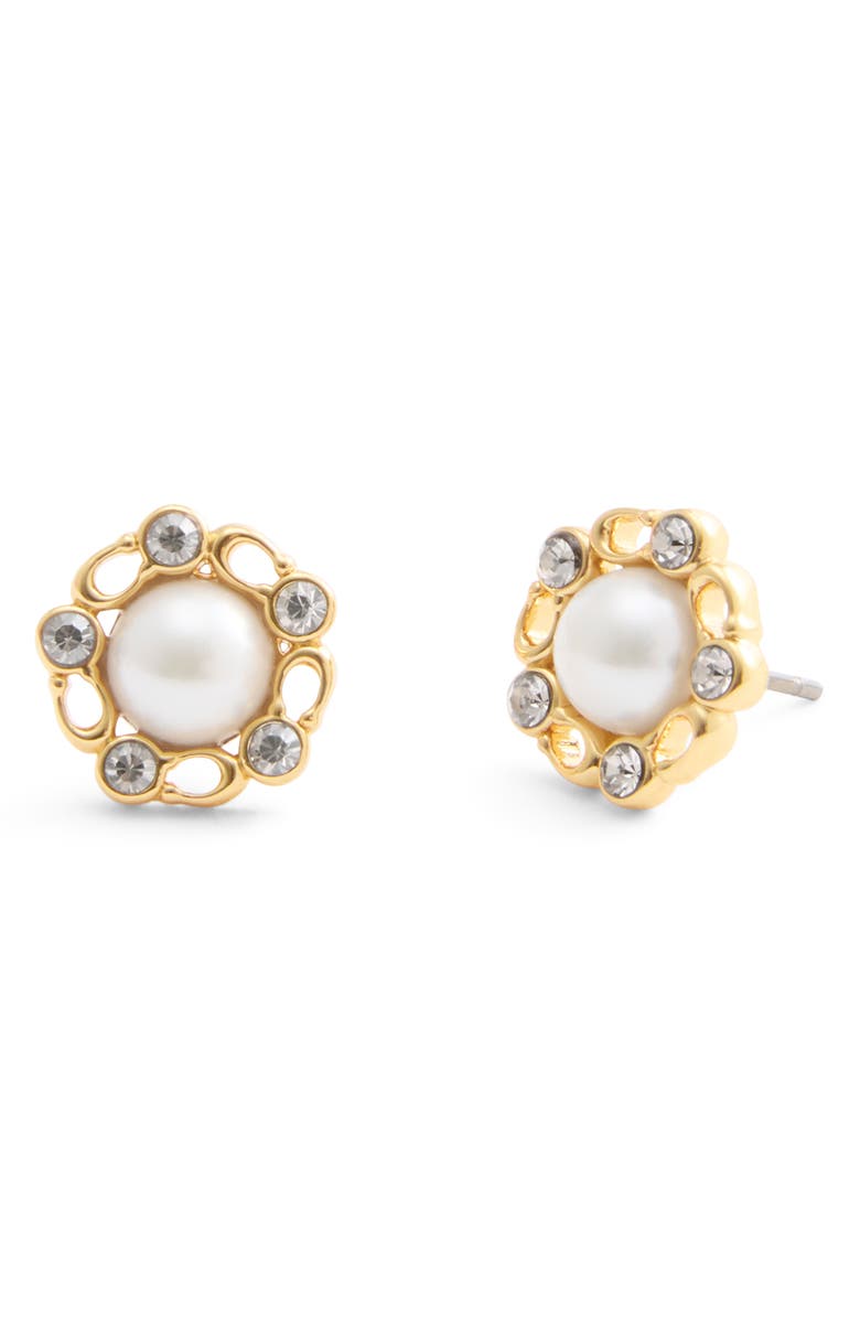 COACH Faux Pearl Stud Earrings, Main, color, 