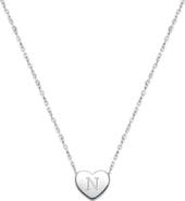Tiny Blessings Sterling Silver Mini Sliding Heart & Engraved Initial 12-14" Necklace