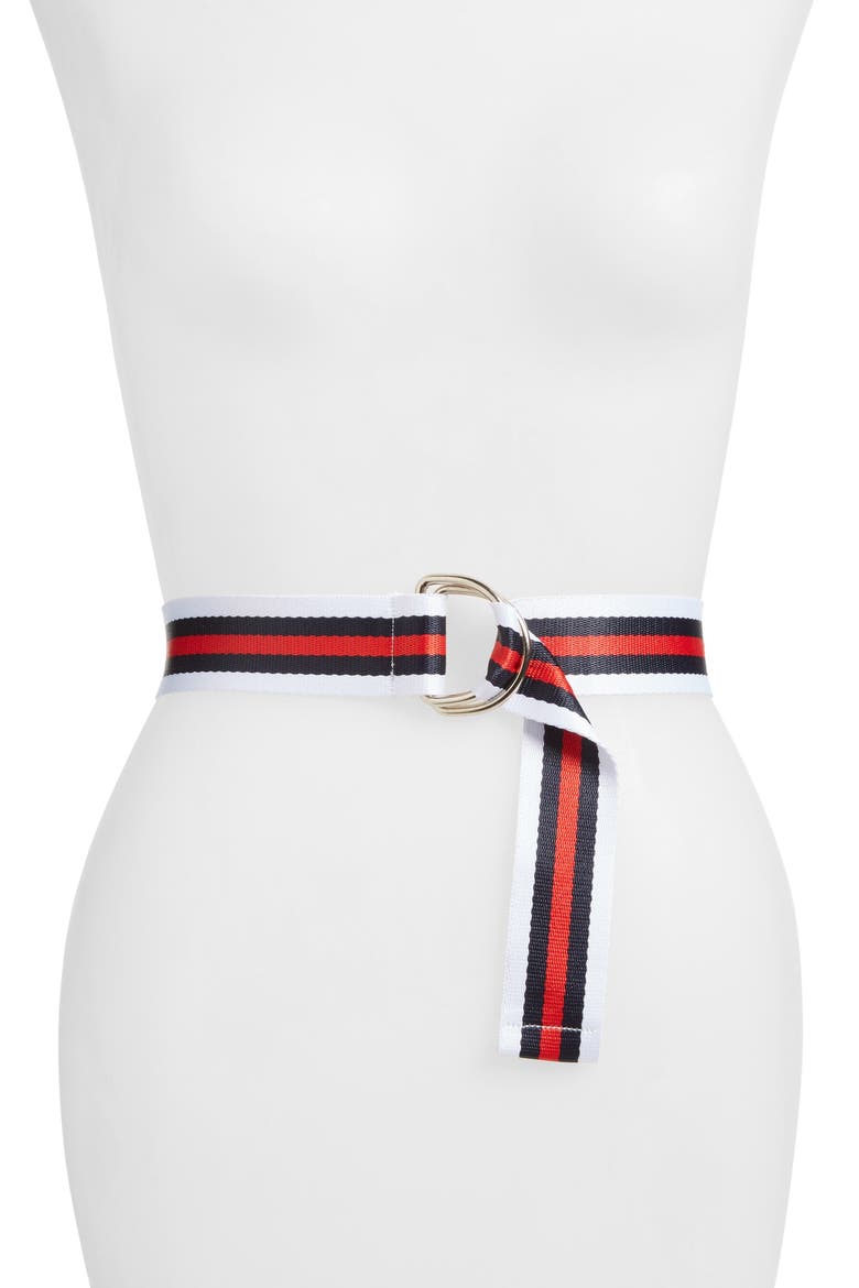 Five Stripe Belt, Main, color, RED/ NAVY
