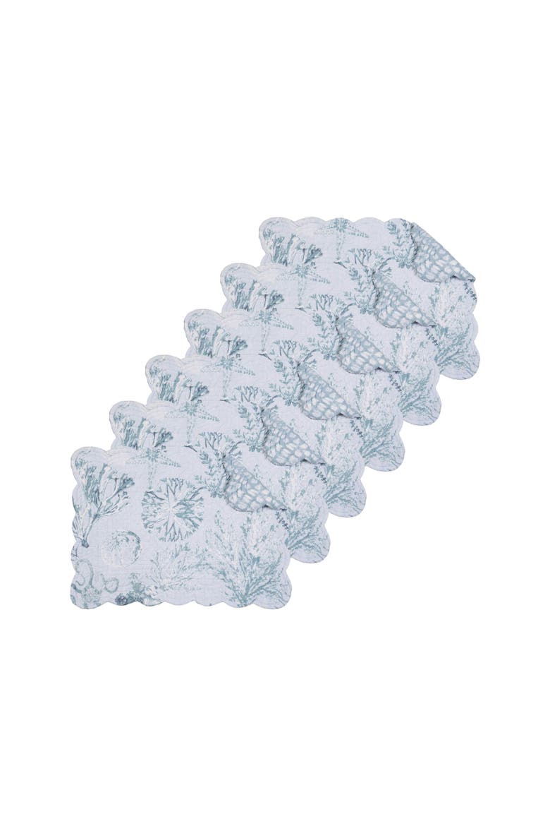 Cerulean Breeze 100% Cotton Set of 6 Placemats 13" x 19", Main, color, Blue