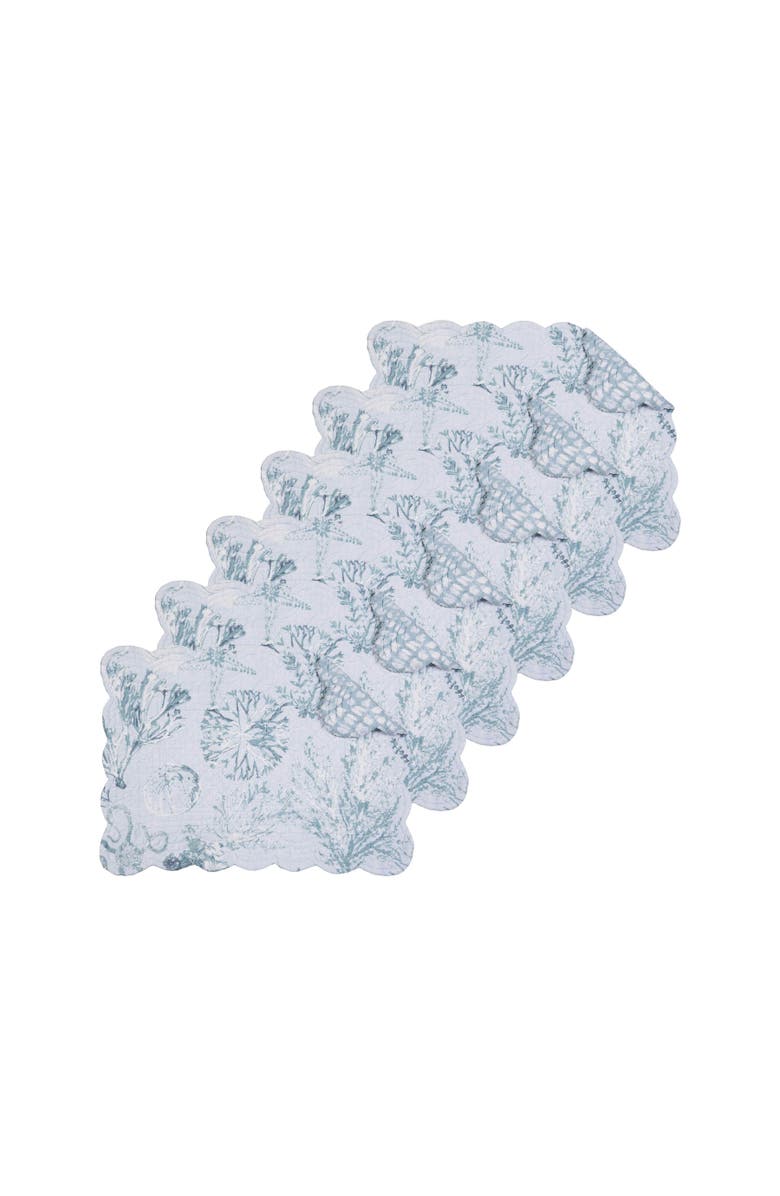 C&F Home Cerulean Breeze 100% Cotton Set of 6 Placemats 13" x 19", Main, color, Blue