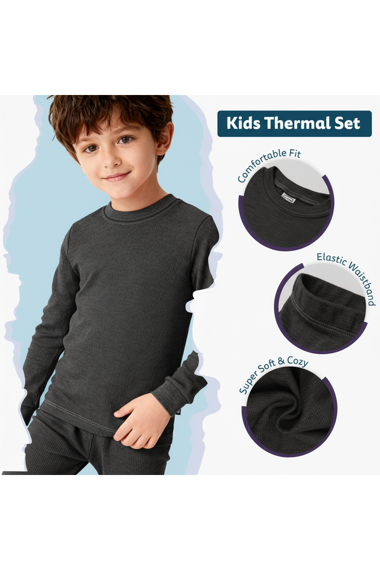 Boys Soft & Cozy Thermal Long Johns 2-Piece Set, Alternate, color, Black