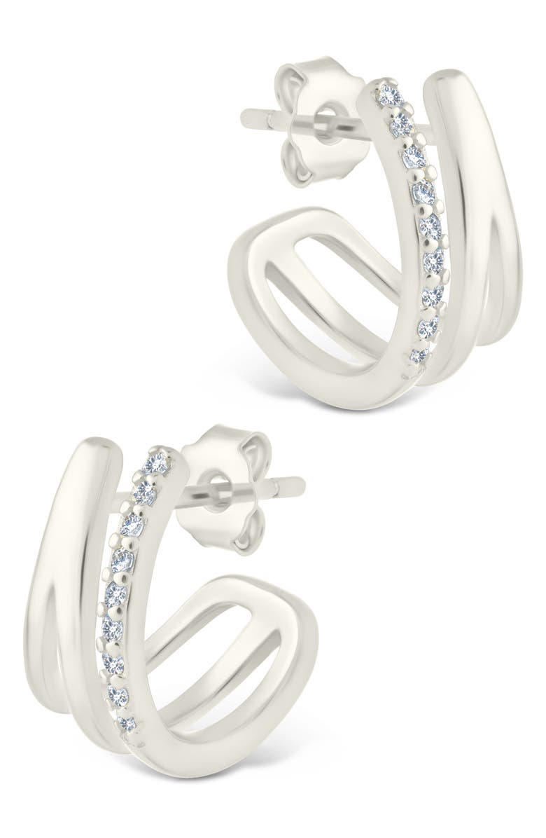 Sterling Forever Harlowe Claw Hoop Earrings, Alternate, color, Silver