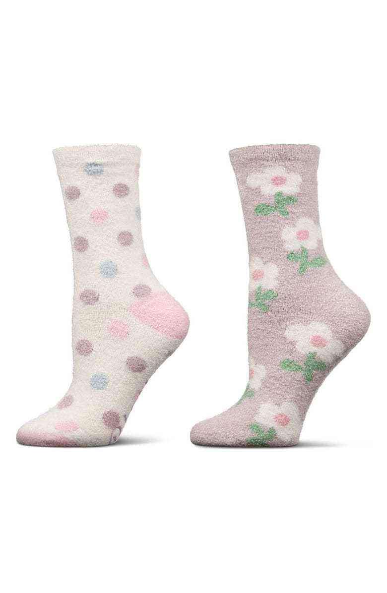 MeMoi Assorted 2-Pack Aloe Infused Crew Socks, Main, color, Taupe