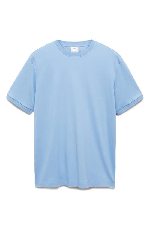 Mango Regular Fit Cotton T-shirt In Sky Blue