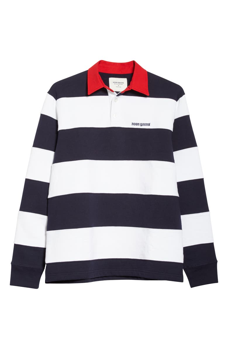 Noon Goons Fielders Stripe Fleece Rugby Shirt, Alternate, color,