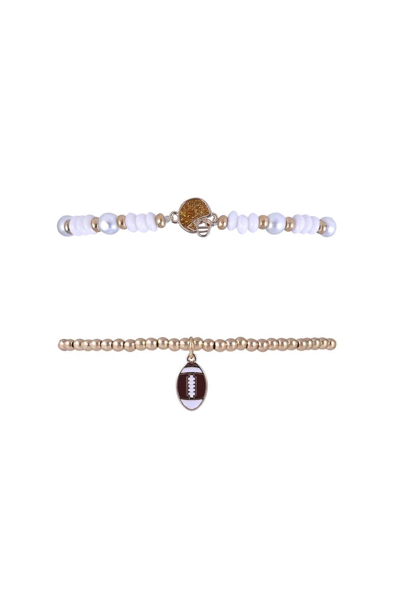 Game Day 4pc Football Bracelet Set, Alternate, color, Brown