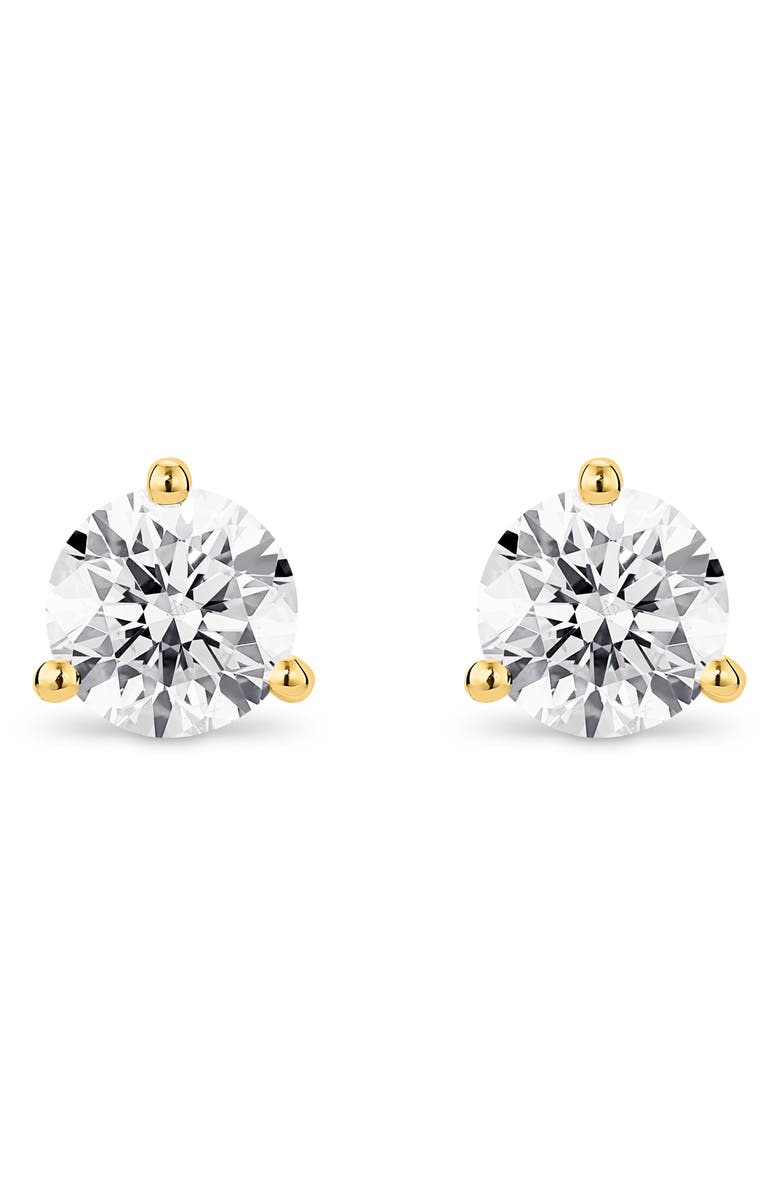 LIGHTBOX 2-Carat Lab Grown Diamond Solitaire Stud Earrings, Main, color, White/ 14K Yellow Gold