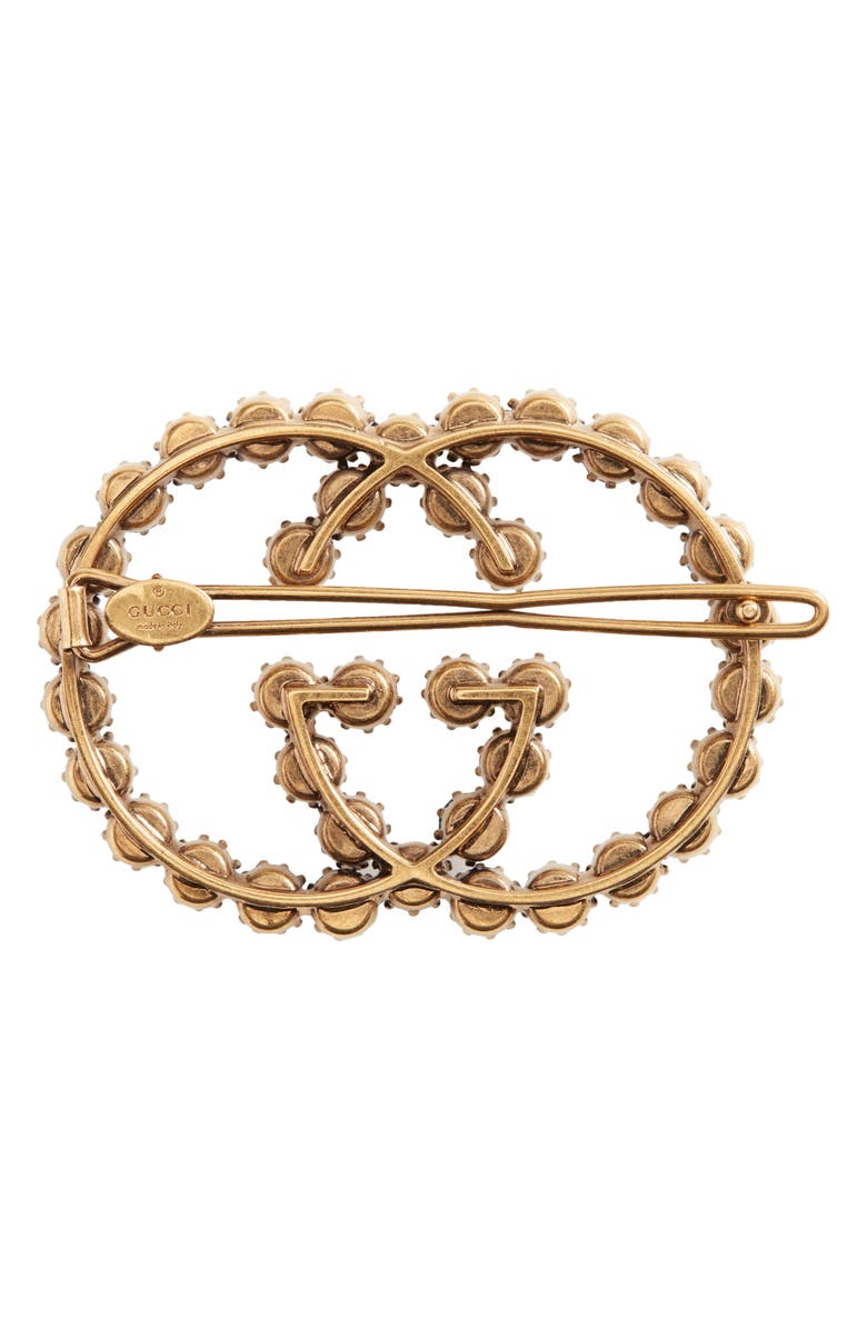 Gucci Interlocking-G Crystal Barrette, Alternate, color,