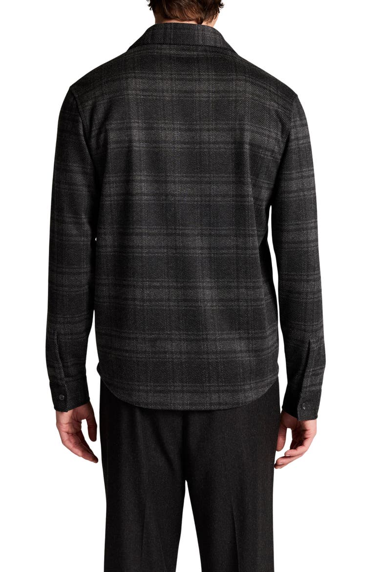 Muted Plaid Cotton & Wool Blend Shirt, Alternate, color, BLACK/ MED H GREY