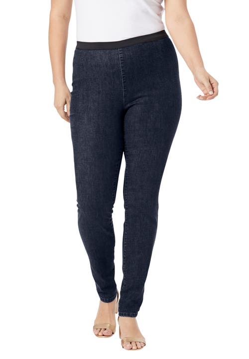 Jessica London Stretch Denim Skinny Jegging In Black