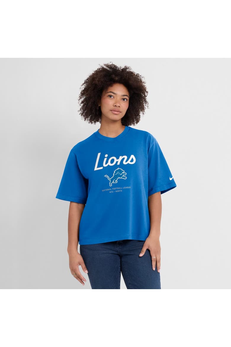 Women's Nike Blue Detroit Lions Essential Script Relaxed Boxy T-Shirt, Main, color, Blue