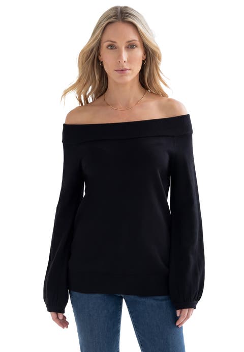 Plus Size Off The Shoulder Blouson Sleeve Sweater