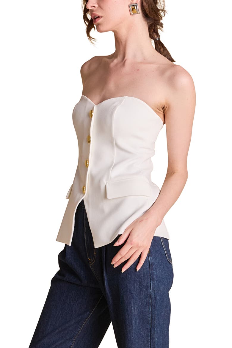 Button Strapless Top, Alternate, color, IVORY