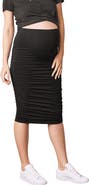 Angel Maternity Ruched Maternity Midi Skirt