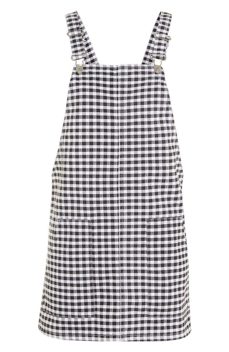 Topshop Gingham Pinafore Dress, Alternate, color, 