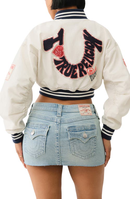 TRUE RELIGION TRUE RELIGION CROP VARSITY JACKET