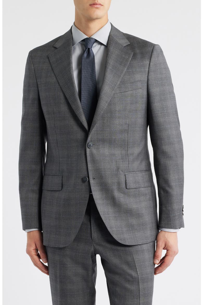 Hartford Classic Fit Grey Plaid Wool Suit, Alternate, color, CHARCOAL