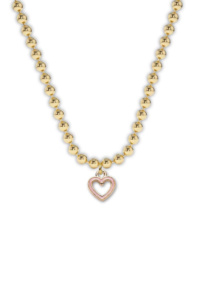 Heart Charm Necklace in Gift Bottle, Alternate, color, Pink